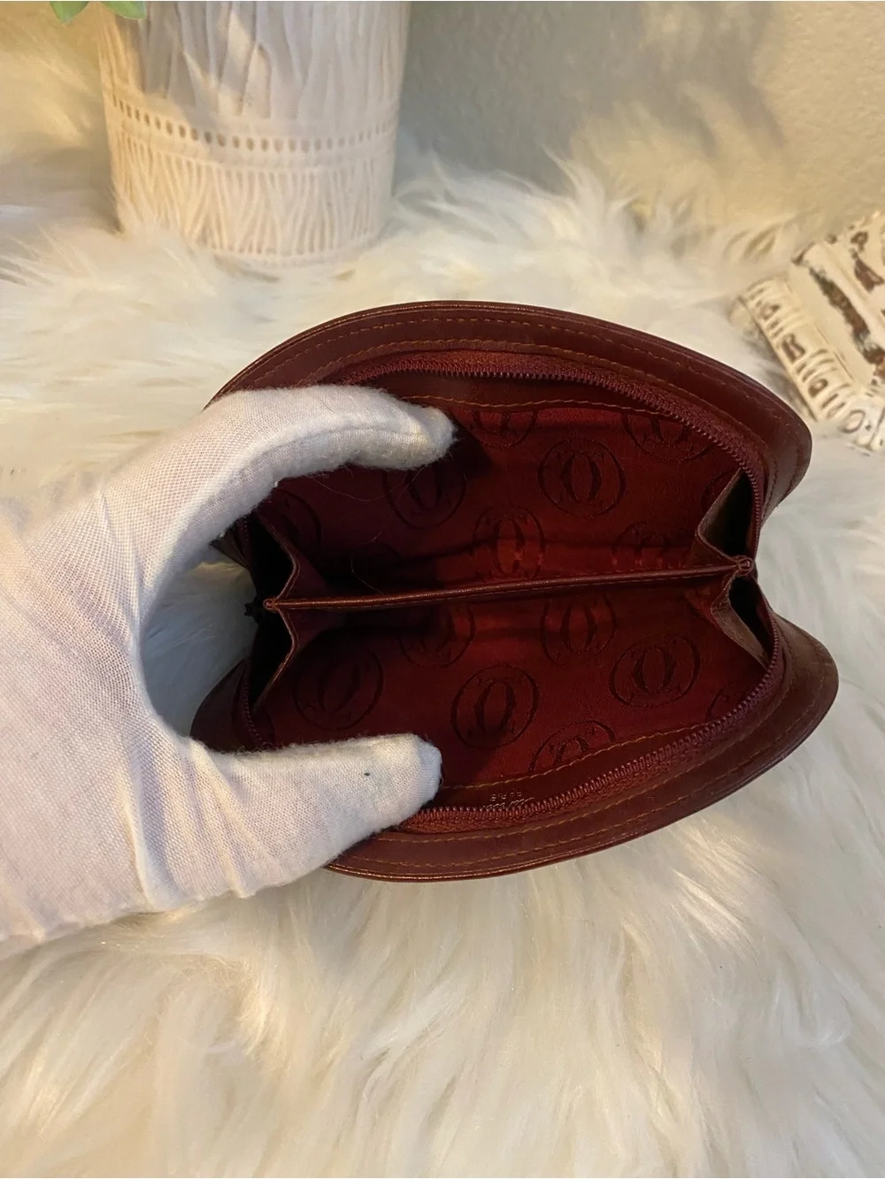 Cartier Burgundy Leather Coin Pouch - Le Must de Cartier